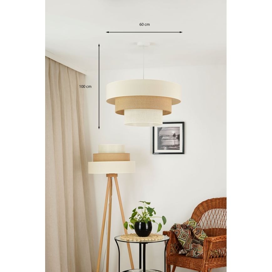 Brilagi - Kattokruunu johdossa DENVER LUNETA 1xE27/15W/230V halkaisija 60 cm beige/ruskea/kerma