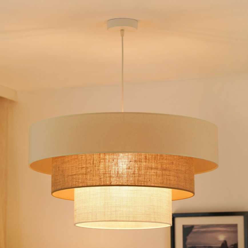 Brilagi - Kattokruunu johdossa DENVER LUNETA 1xE27/15W/230V halkaisija 60 cm beige/ruskea/kerma