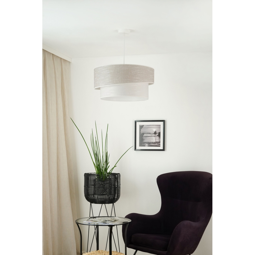 Brilagi - Kattokruunu johdossa DOVER SHINE 1xE27/15W/230V halkaisija 50 cm harmaa/kerma