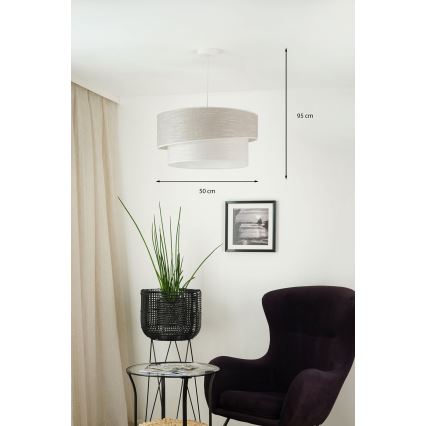 Brilagi - Kattokruunu johdossa DOVER SHINE 1xE27/15W/230V halkaisija 50 cm harmaa/kerma