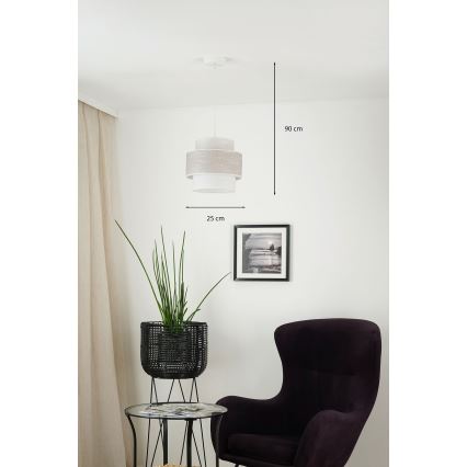 Brilagi - Kattokruunu johdossa DOVER SPACE 1xE27/15W/230V halkaisija 25 cm harmaa/kerma