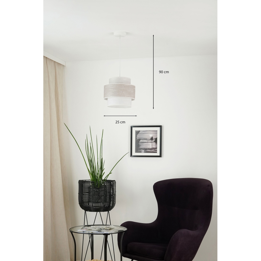 Brilagi - Kattokruunu johdossa DOVER SPACE 1xE27/15W/230V halkaisija 25 cm harmaa/kerma