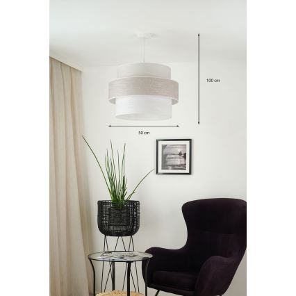 Brilagi - Kattokruunu johdossa DOVER SPACE 1xE27/15W/230V halkaisija 50 cm harmaa/kerma