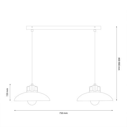 Brilagi - Kattokruunu johdossa FLAMENGO 2xE27/60W/230V sininen