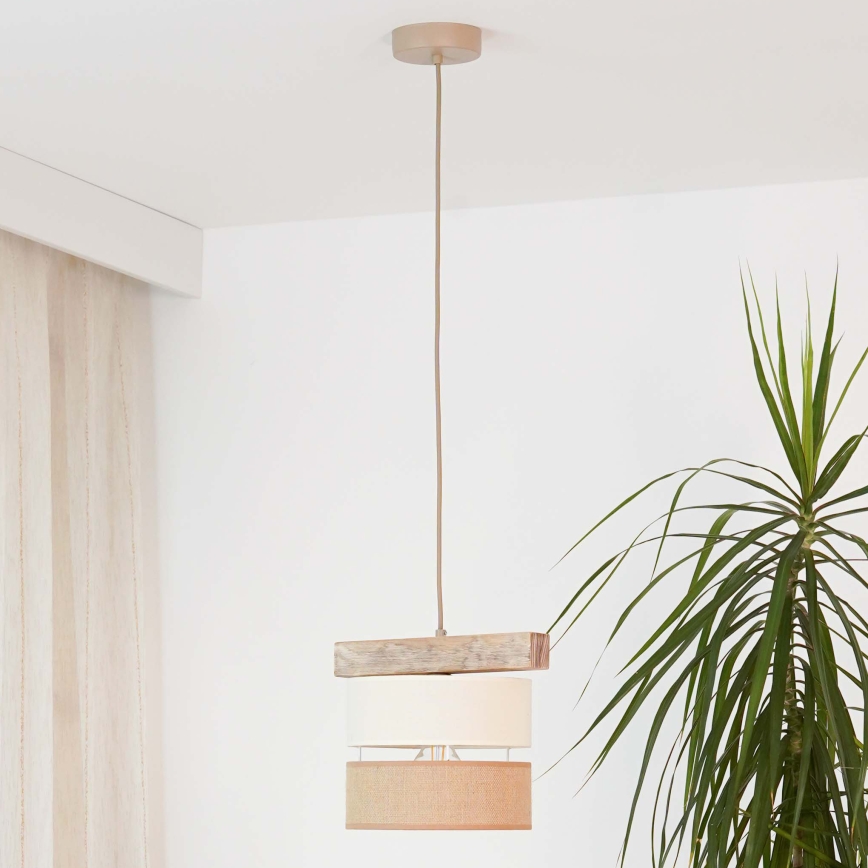 Brilagi - Kattokruunu johdossa FOREST 1xE27/15W/230V mänty/beige/kerma