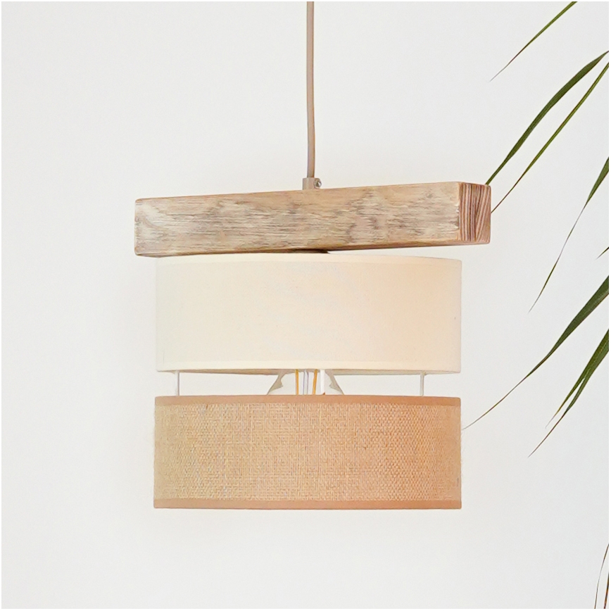 Brilagi - Kattokruunu johdossa FOREST 1xE27/15W/230V mänty/beige/kerma