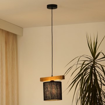 Brilagi - Kattokruunu johdossa FOREST 1xE27/15W/230V mänty/musta