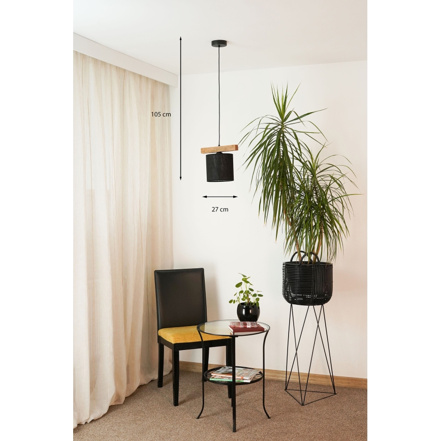 Brilagi - Kattokruunu johdossa FOREST 1xE27/15W/230V mänty/musta