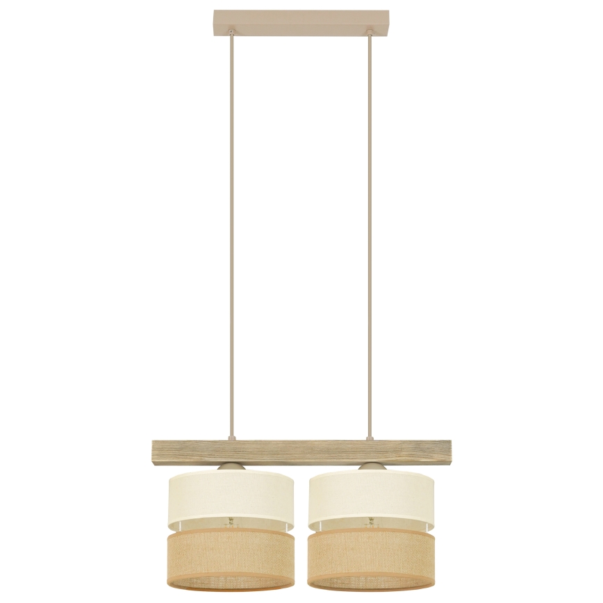 Brilagi - Kattokruunu johdossa FOREST 2xE27/15W/230V mänty/beige/kerma