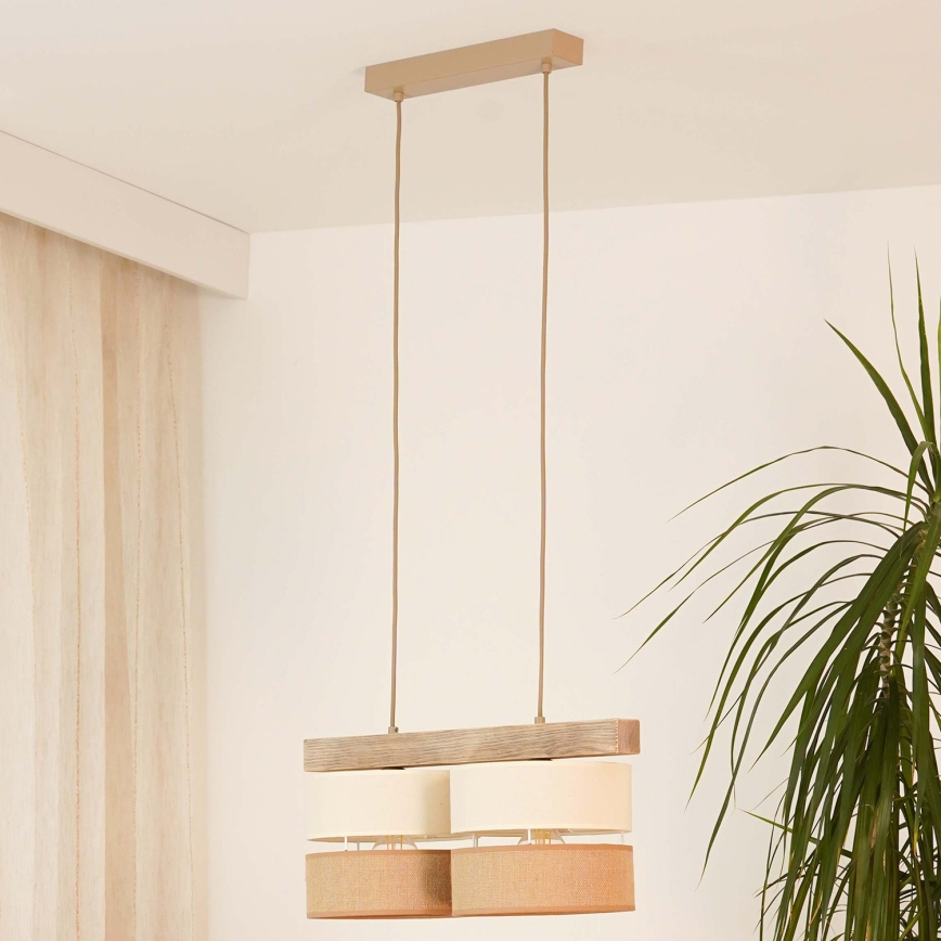 Brilagi - Kattokruunu johdossa FOREST 2xE27/15W/230V mänty/beige/kerma