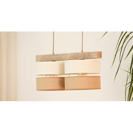 Brilagi - Kattokruunu johdossa FOREST 2xE27/15W/230V mänty/beige/kerma