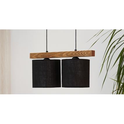 Brilagi - Kattokruunu johdossa FOREST 2xE27/15W/230V mänty/musta