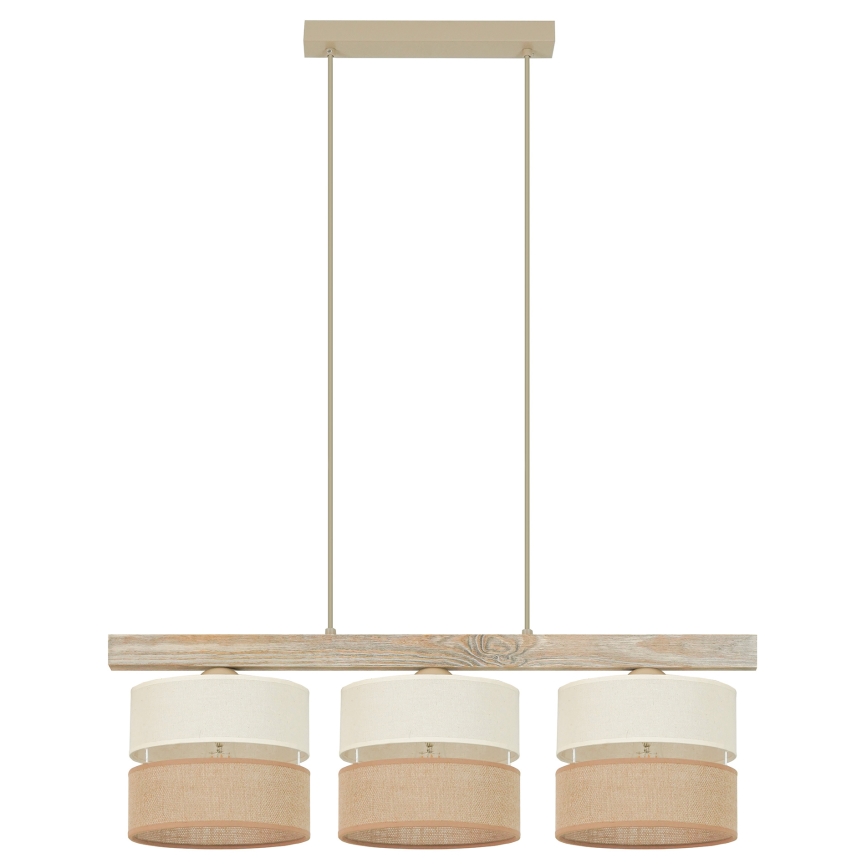 Brilagi - Kattokruunu johdossa FOREST 3xE27/15W/230V mänty/beige/kerma