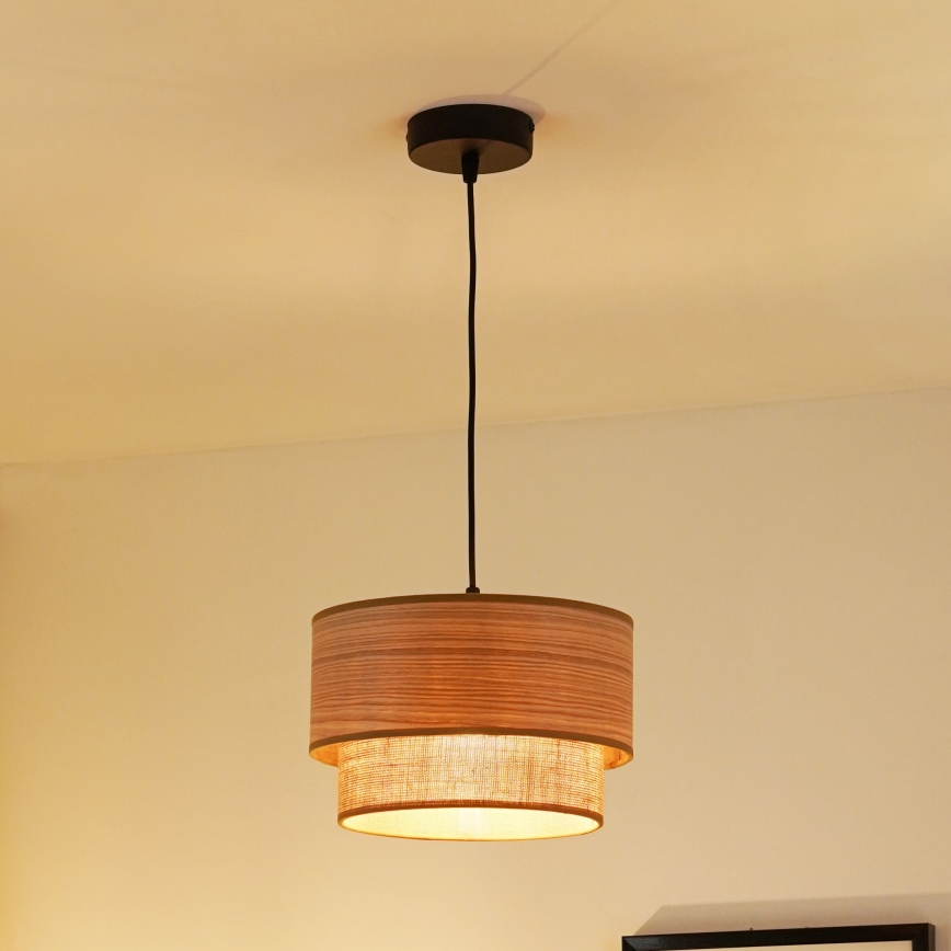 Brilagi - Kattokruunu johdossa MONTANA BOHO 1xE27/15W/230V halkaisija 25 cm ruskea/musta