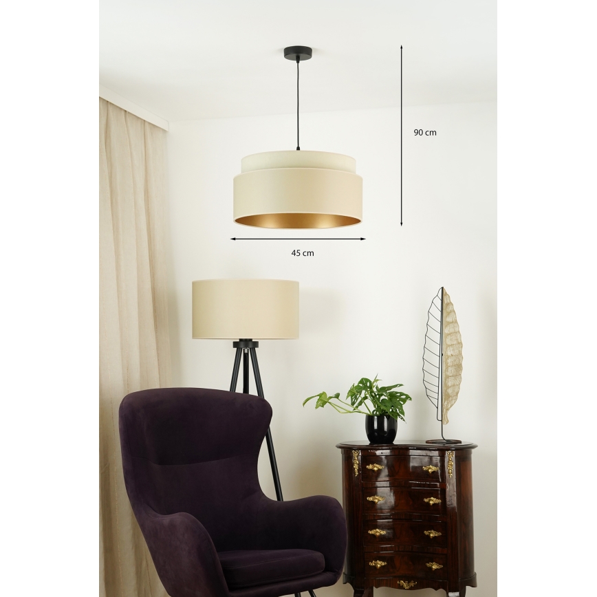 Brilagi - Kattokruunu johdossa OREGON VEGE 1xE27/15W/230V halkaisija 45 cm beige