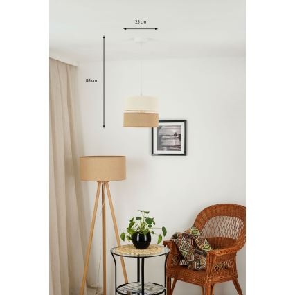 Brilagi - Kattokruunu johdossa ROYAL YUTE 1xE27/15W/230V halkaisija 25 cm beige/kerma