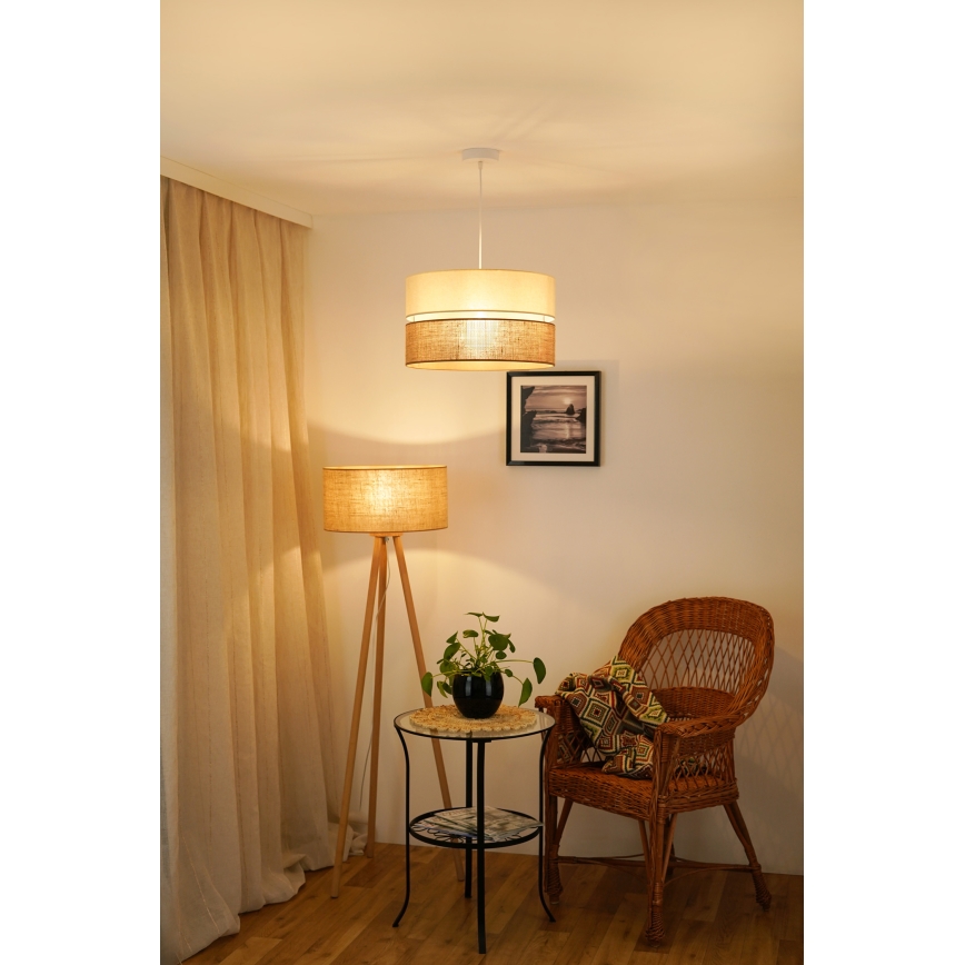 Brilagi - Kattokruunu johdossa ROYAL YUTE 1xE27/15W/230V halkaisija 40 cm beige/kerma