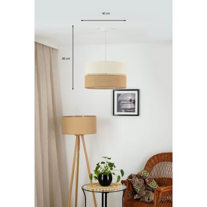 Brilagi - Kattokruunu johdossa ROYAL YUTE 1xE27/15W/230V halkaisija 40 cm beige/kerma