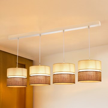 Brilagi - Kattokruunu johdossa ROYAL YUTE 4xE27/15W/230V beige/kerma/valkoinen