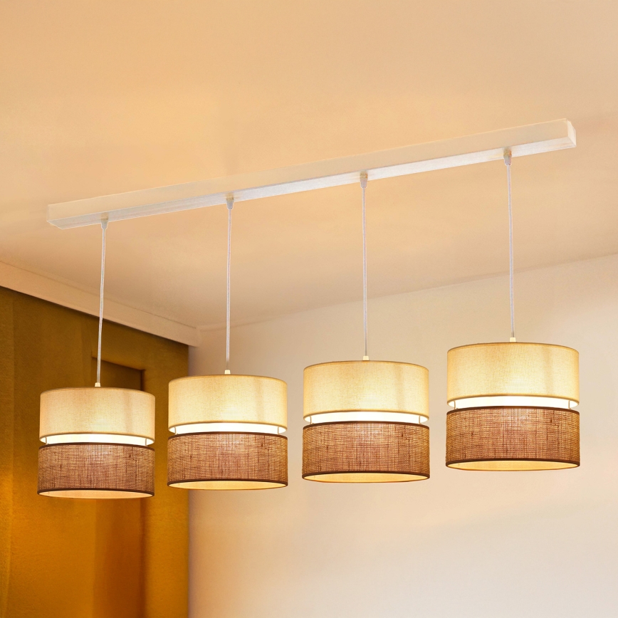 Brilagi - Kattokruunu johdossa ROYAL YUTE 4xE27/15W/230V beige/kerma/valkoinen