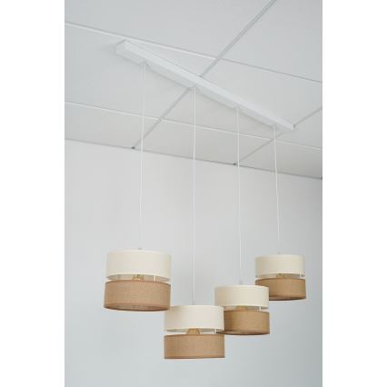 Brilagi - Kattokruunu johdossa ROYAL YUTE 4xE27/15W/230V beige/kerma/valkoinen