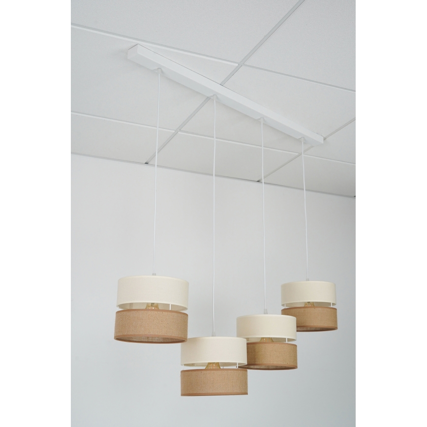 Brilagi - Kattokruunu johdossa ROYAL YUTE 4xE27/15W/230V beige/kerma/valkoinen