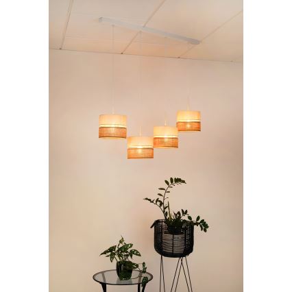 Brilagi - Kattokruunu johdossa ROYAL YUTE 4xE27/15W/230V beige/kerma/valkoinen
