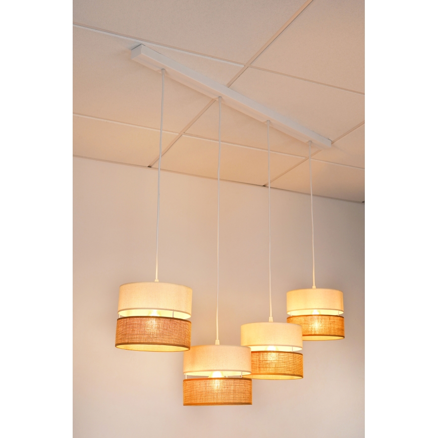 Brilagi - Kattokruunu johdossa ROYAL YUTE 4xE27/15W/230V beige/kerma/valkoinen