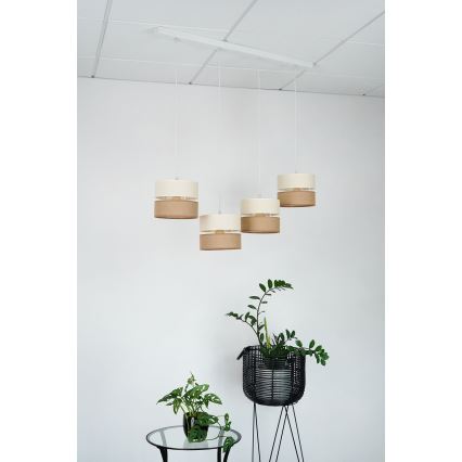 Brilagi - Kattokruunu johdossa ROYAL YUTE 4xE27/15W/230V beige/kerma/valkoinen