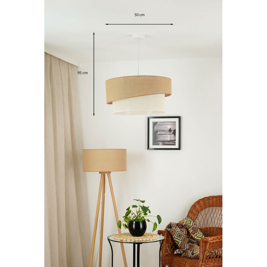 Brilagi - Kattokruunu johdossa SHINE 1xE27/15W/230V halkaisija 50 cm beige/kerma