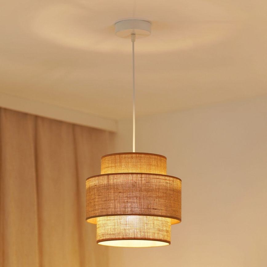 Brilagi - Kattokruunu johdossa SPACE YUTE 1xE27/15W/230V halkaisija 25 cm beige/valkoinen