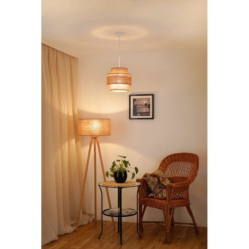 Brilagi - Kattokruunu johdossa SPACE YUTE 1xE27/15W/230V halkaisija 25 cm beige/valkoinen