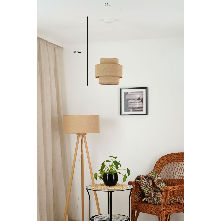 Brilagi - Kattokruunu johdossa SPACE YUTE 1xE27/15W/230V halkaisija 25 cm beige/valkoinen