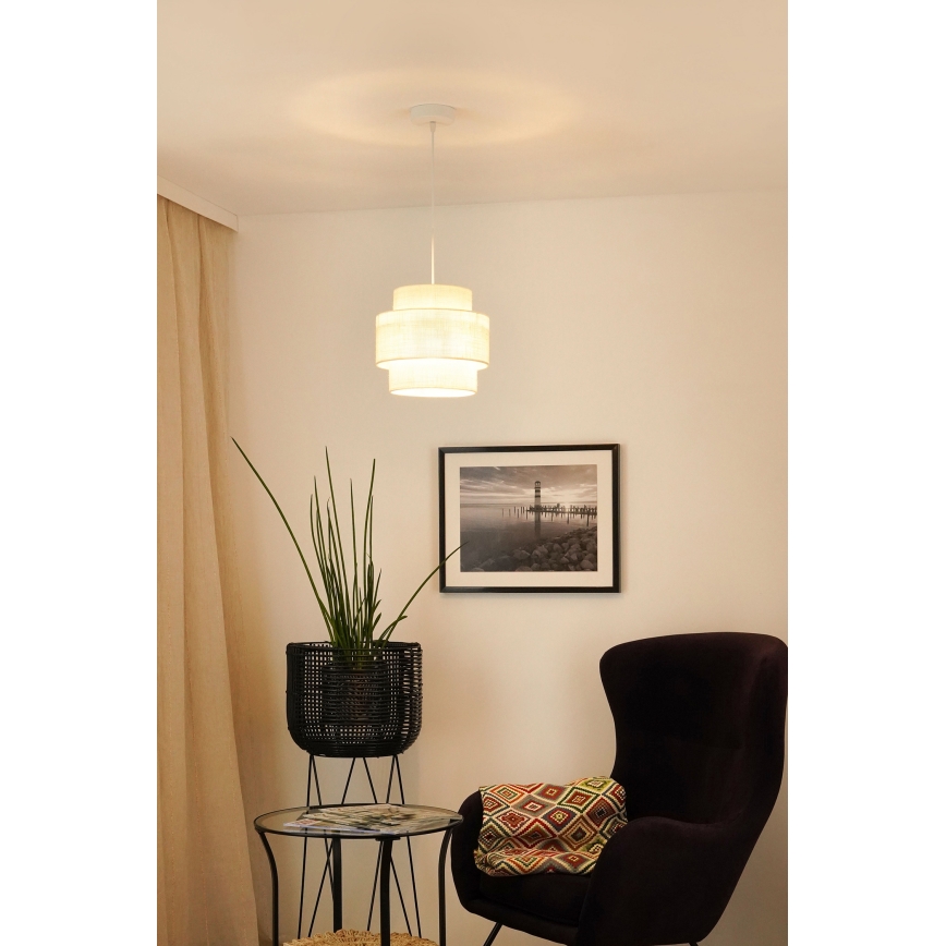 Brilagi - Kattokruunu johdossa SPACE YUTE 1xE27/15W/230V halkaisija 25 cm kerma/valkoinen