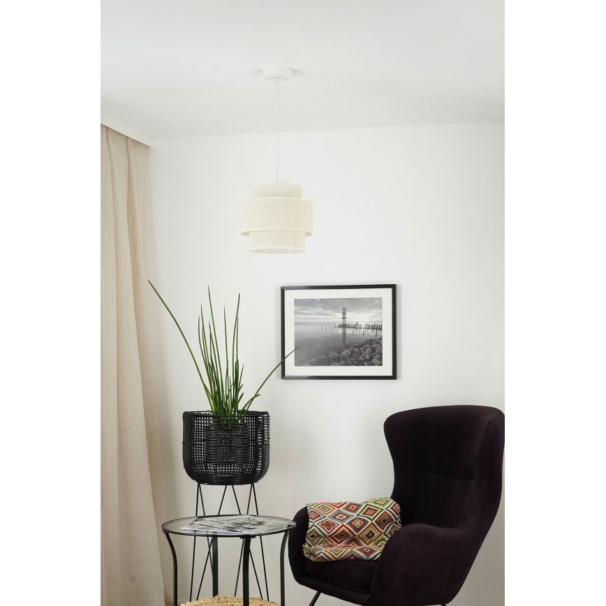 Brilagi - Kattokruunu johdossa SPACE YUTE 1xE27/15W/230V halkaisija 25 cm kerma/valkoinen