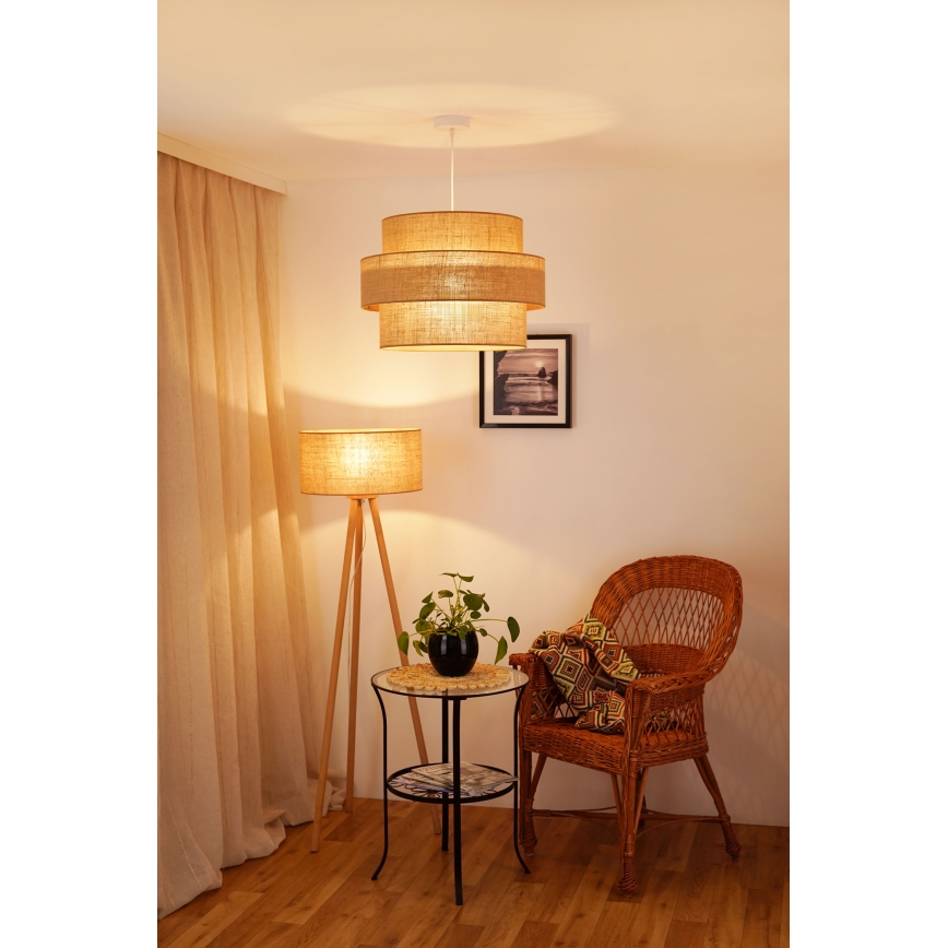Brilagi - Kattokruunu johdossa SPACE YUTE 1xE27/15W/230V halkaisija 50 cm beige/valkoinen