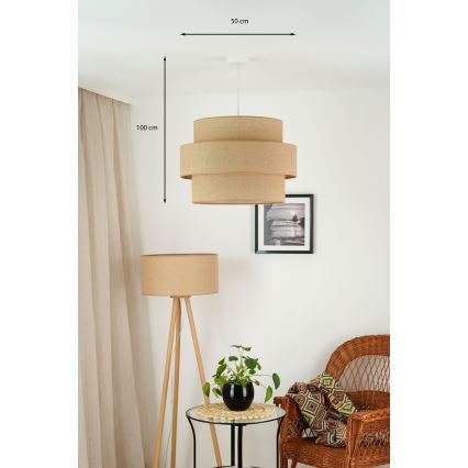 Brilagi - Kattokruunu johdossa SPACE YUTE 1xE27/15W/230V halkaisija 50 cm beige/valkoinen