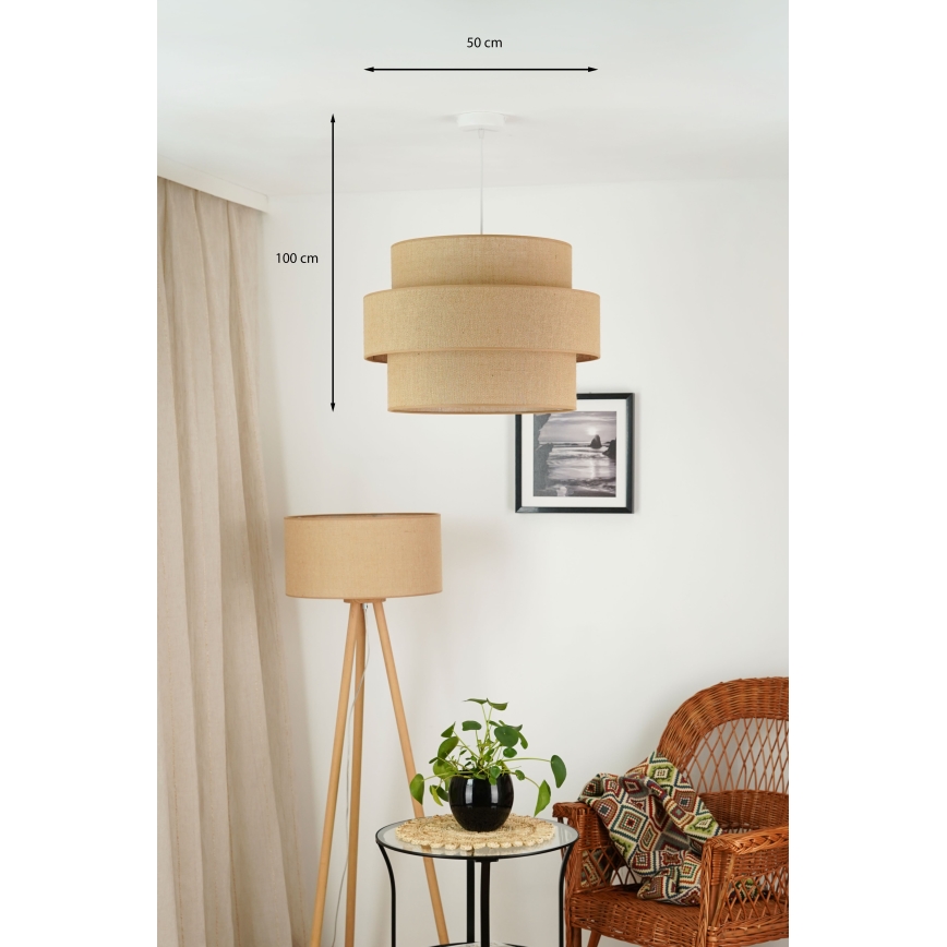 Brilagi - Kattokruunu johdossa SPACE YUTE 1xE27/15W/230V halkaisija 50 cm beige/valkoinen