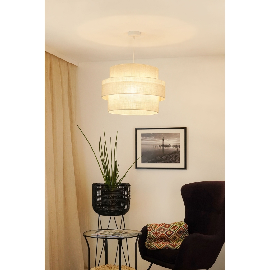 Brilagi - Kattokruunu johdossa SPACE YUTE 1xE27/15W/230V halkaisija 50 cm kerma/valkoinen