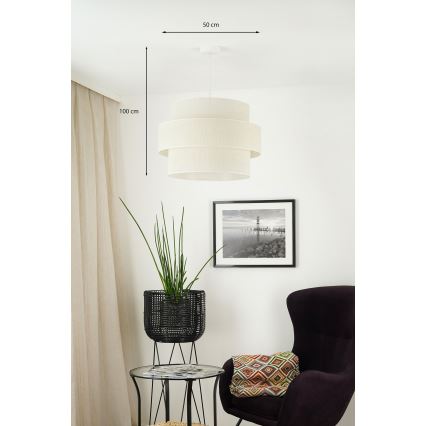 Brilagi - Kattokruunu johdossa SPACE YUTE 1xE27/15W/230V halkaisija 50 cm kerma/valkoinen