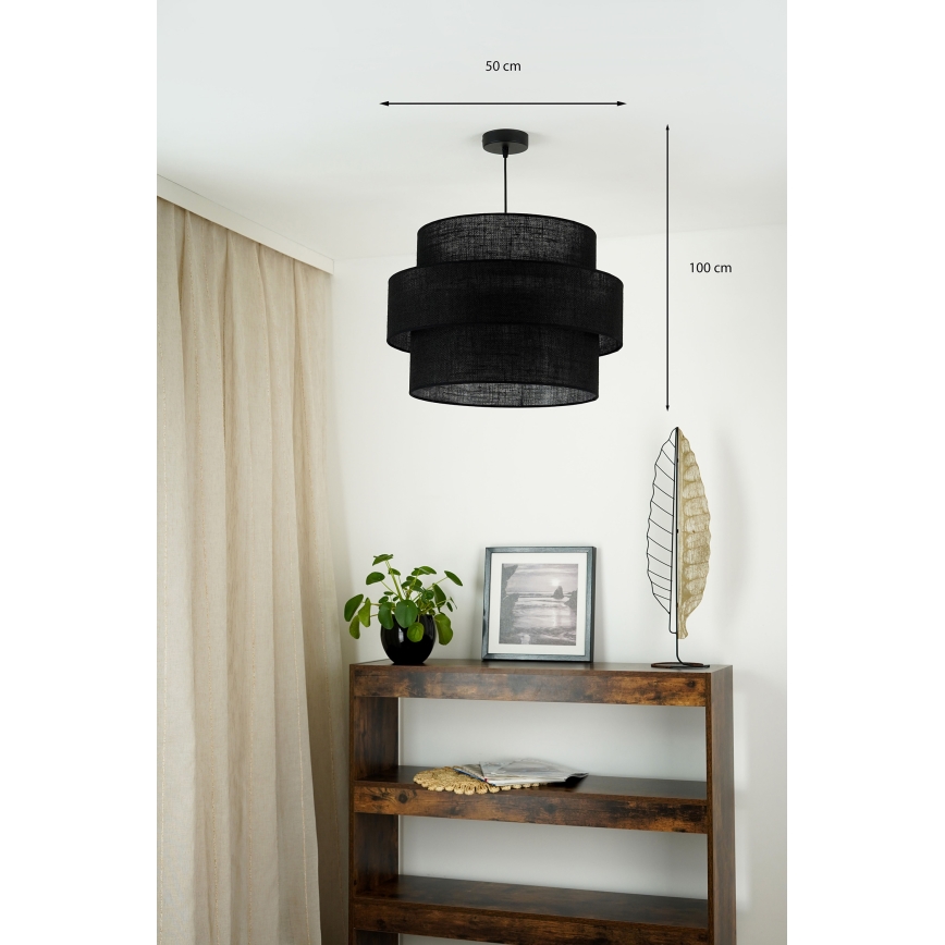Brilagi - Kattokruunu johdossa SPACE YUTE 1xE27/15W/230V halkaisija 50 cm musta