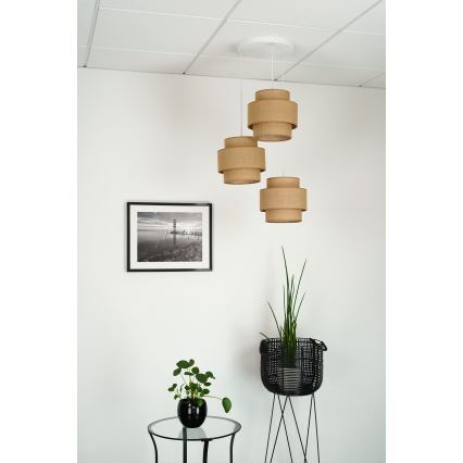 Brilagi - Kattokruunu johdossa SPACE YUTE 3xE27/15W/230V beige/valkoinen