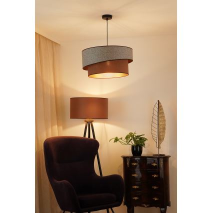 Brilagi - Kattokruunu johdossa VEGAS SHINE 1xE27/15W/230V halkaisija 50 cm harmaa/ruskea