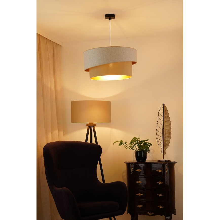 Brilagi - Kattokruunu johdossa VEGAS SHINE 1xE27/15W/230V halkaisija 50 cm kerma/beige