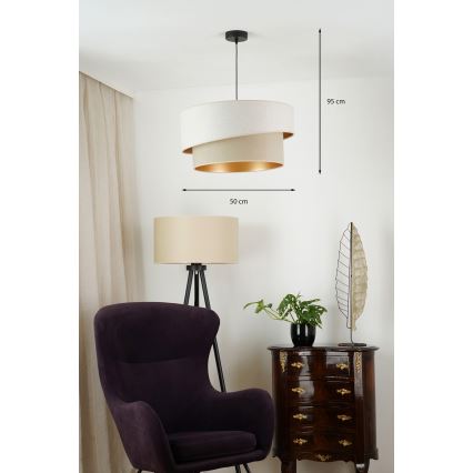 Brilagi - Kattokruunu johdossa VEGAS SHINE 1xE27/15W/230V halkaisija 50 cm kerma/beige