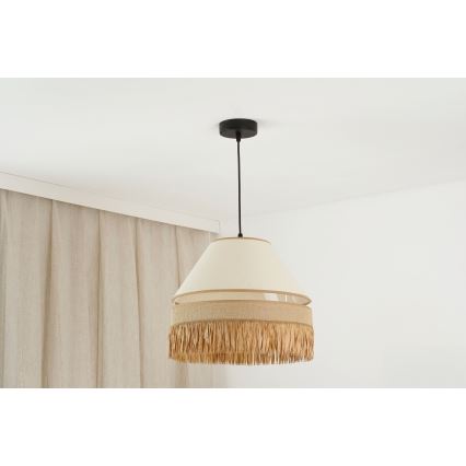 Brilagi - Kattokruunu johdossa WINNETOU AVIGNION 1xE27/15W/230V halkaisija 35 cm ruskea/kerma