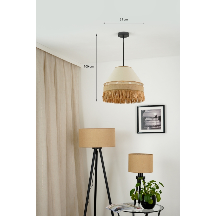 Brilagi - Kattokruunu johdossa WINNETOU AVIGNION 1xE27/15W/230V halkaisija 35 cm ruskea/kerma