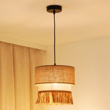 Brilagi - Kattokruunu johdossa WINNETOU BOHO 1xE27/15W/230V halkaisija 25 cm ruskea/kerma