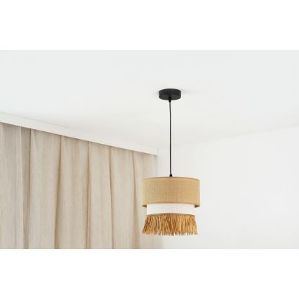 Brilagi - Kattokruunu johdossa WINNETOU BOHO 1xE27/15W/230V halkaisija 25 cm ruskea/kerma