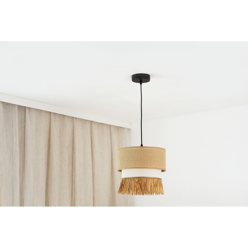 Brilagi - Kattokruunu johdossa WINNETOU BOHO 1xE27/15W/230V halkaisija 25 cm ruskea/kerma